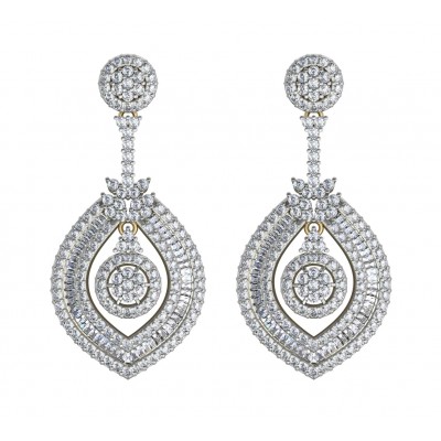 Diamond Danglers with Baguettes